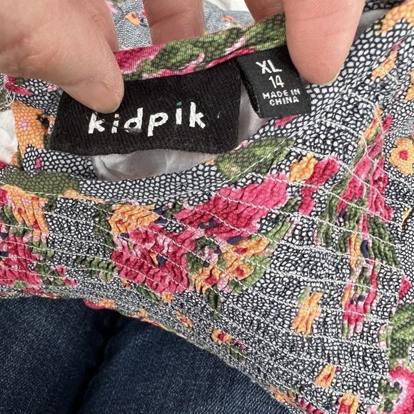 KIDPIK Black Multicolor Floral Dress Girls Size XL Xlarge 14‎ Gray with Pink - Picture 4 of 4